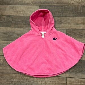 Pottery Barn Kids Baby Girl Pink Terry Hooded Whale Beach Swim Cover up 6-12 M